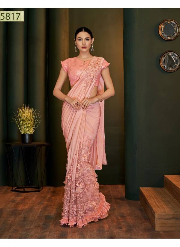 Mohmanthan Carmella Latest Stylish Party Wear Heavy Designer Heavy Handwork Embroidery Lycra Saree Collection 
